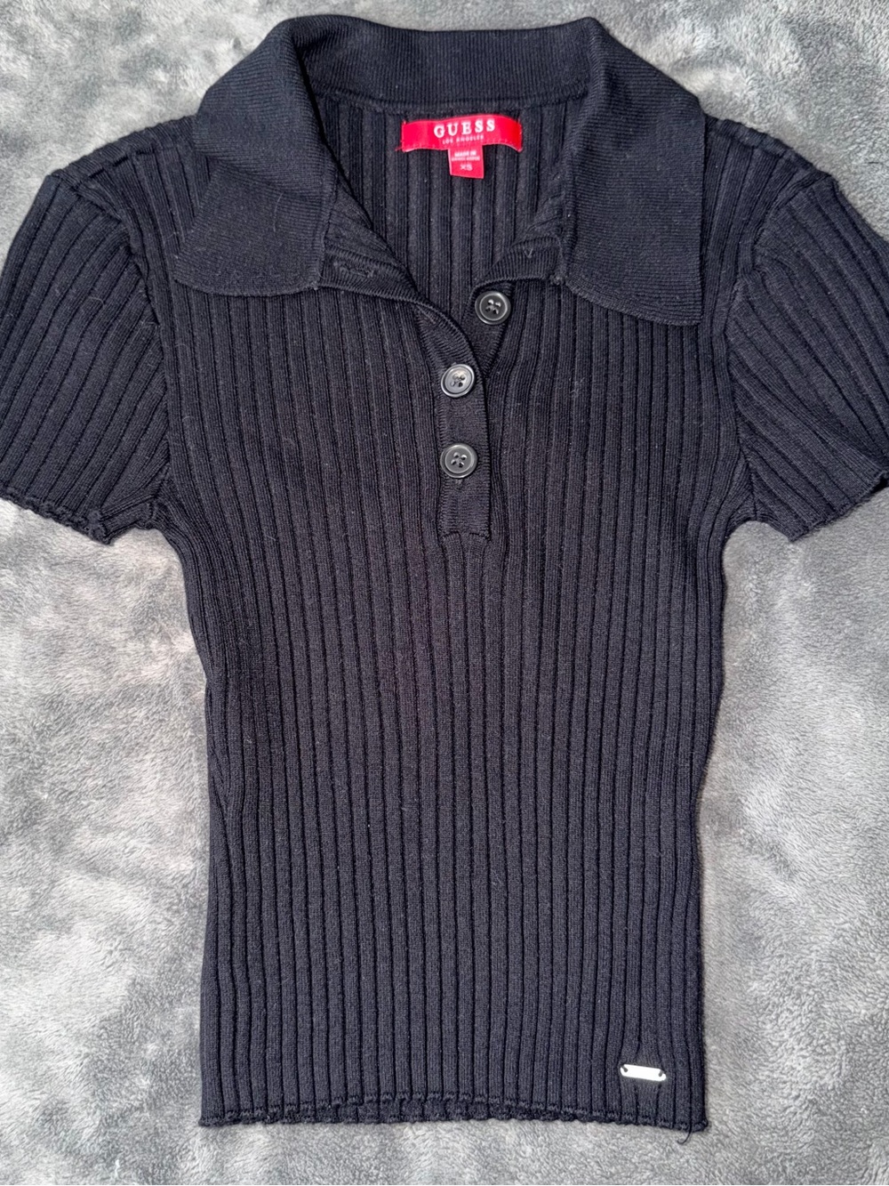 Guess Knitted Ribbed Polo Top
